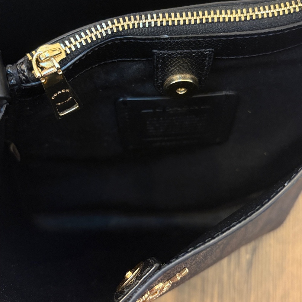 Coach Dark Brown Shoulder Bag with Gold Accents - Picture 5 of 8